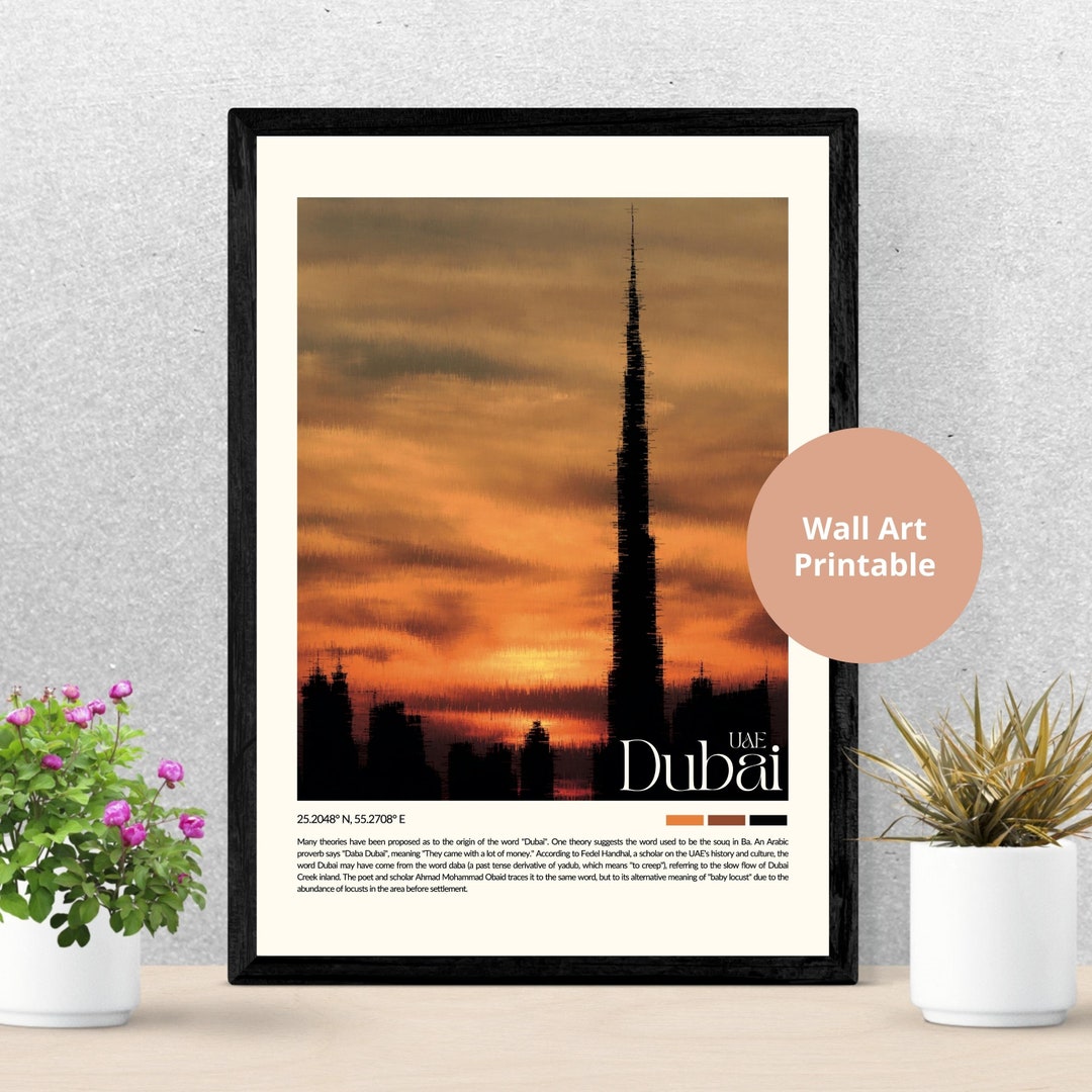 Dubai Print Digital Wall Art Dubai Wall Art Dubai Poster Dubai Photo