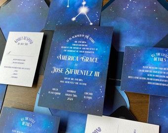 6 Piece Printed Zodiac Constellation Wedding Invitation