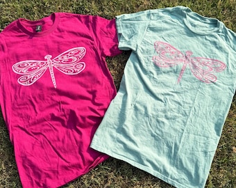 Dainty Dragonfly Hand Printed T-Shirt