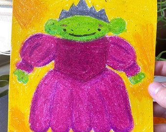 Prinzessin Goblin Einzigartige Öl Pastell Zeichnung
