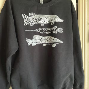 Freshwater Fish Hand Printed Crewneck Sweatshirt