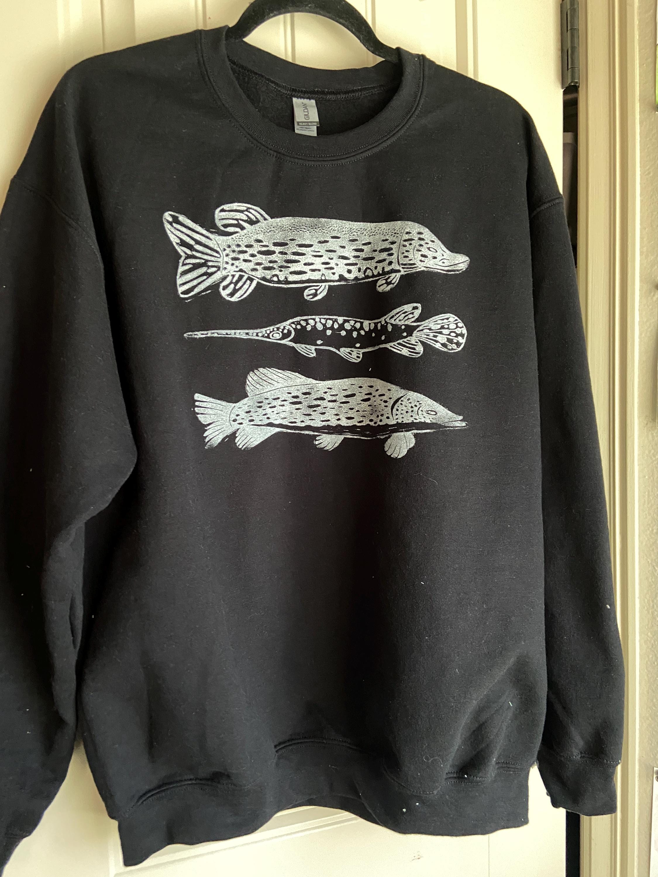 Freshwater Fish Hand Printed Crewneck Sweatshirt - Etsy
