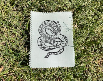 Slithering Serpent Hand Printed Sew On Patch 4x5”