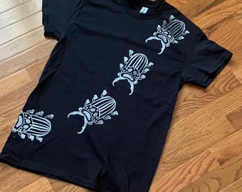 Walking Stag Hand Printed T Shirt (Print on Front and Back)