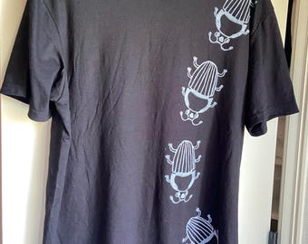 Walking Beetles Hand Printed T Shirt (Print on Front and Back)