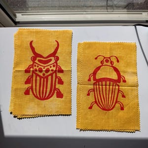 Beetle Buds Hand Printed Sew-On Patches Set of 2