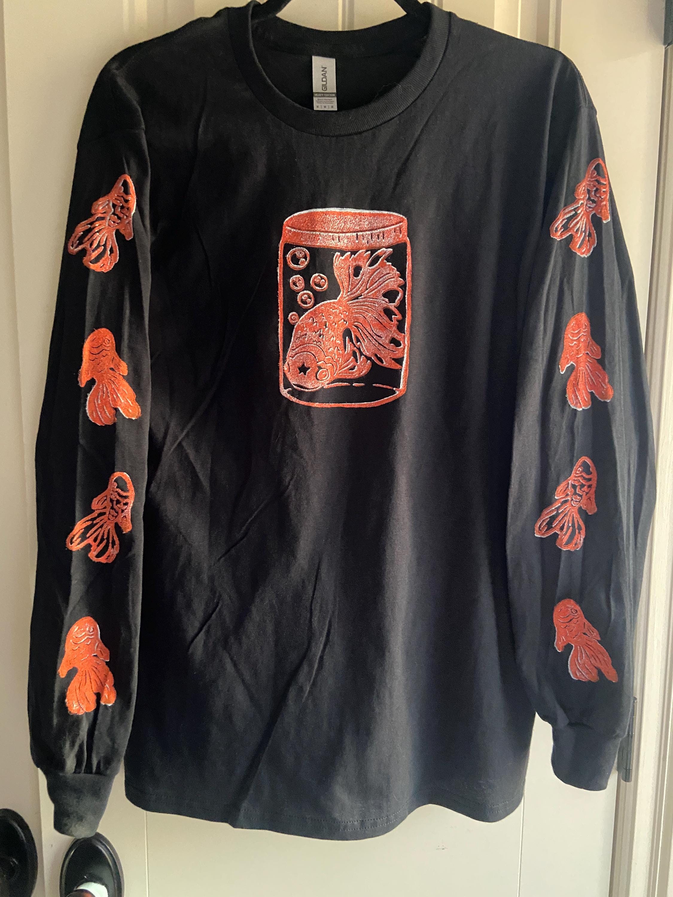 Fish in a Jar Hand Printed Long Sleeve Shirt