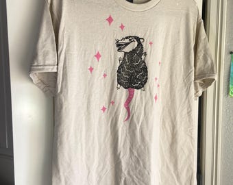 Pretty Opossum Hand Printed T Shirt