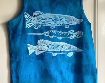 Freshwater Fish Tie Dye Hand Printed Tank Top