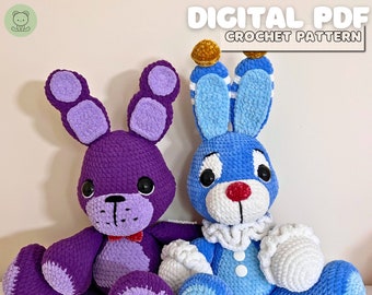 DIGITAL PDF 2in1 Big Top Rabid Rabbit Crochet Pattern - Amigurumi Tutorial, Crochet Animals, Crochet Rabbit, Bunny, Cute Crochet Critters