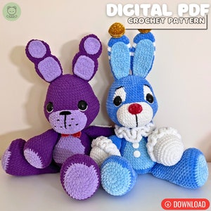 DIGITAL PDF 2in1 Big Top Rabid Rabbit Crochet Pattern - Amigurumi Tutorial, Crochet Animals, Crochet Rabbit, Bunny, Cute Crochet Critters