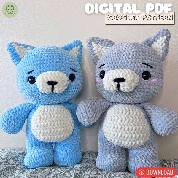 DIGITAL PDF Kitten CrocheT Pattern - Crochet Patterns Amigurumi, Crochet Animals, Kitty Cat, Cute, Kawaii
