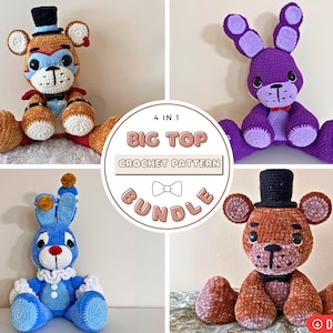 DIGITAL PDF 4in1 BUNDLE | Big Top Collection - Top Hat Teddy & Big Top Rabid Rabbit Crochet Pattern - Amigurumi, Crochet Animals, Teddy Bear