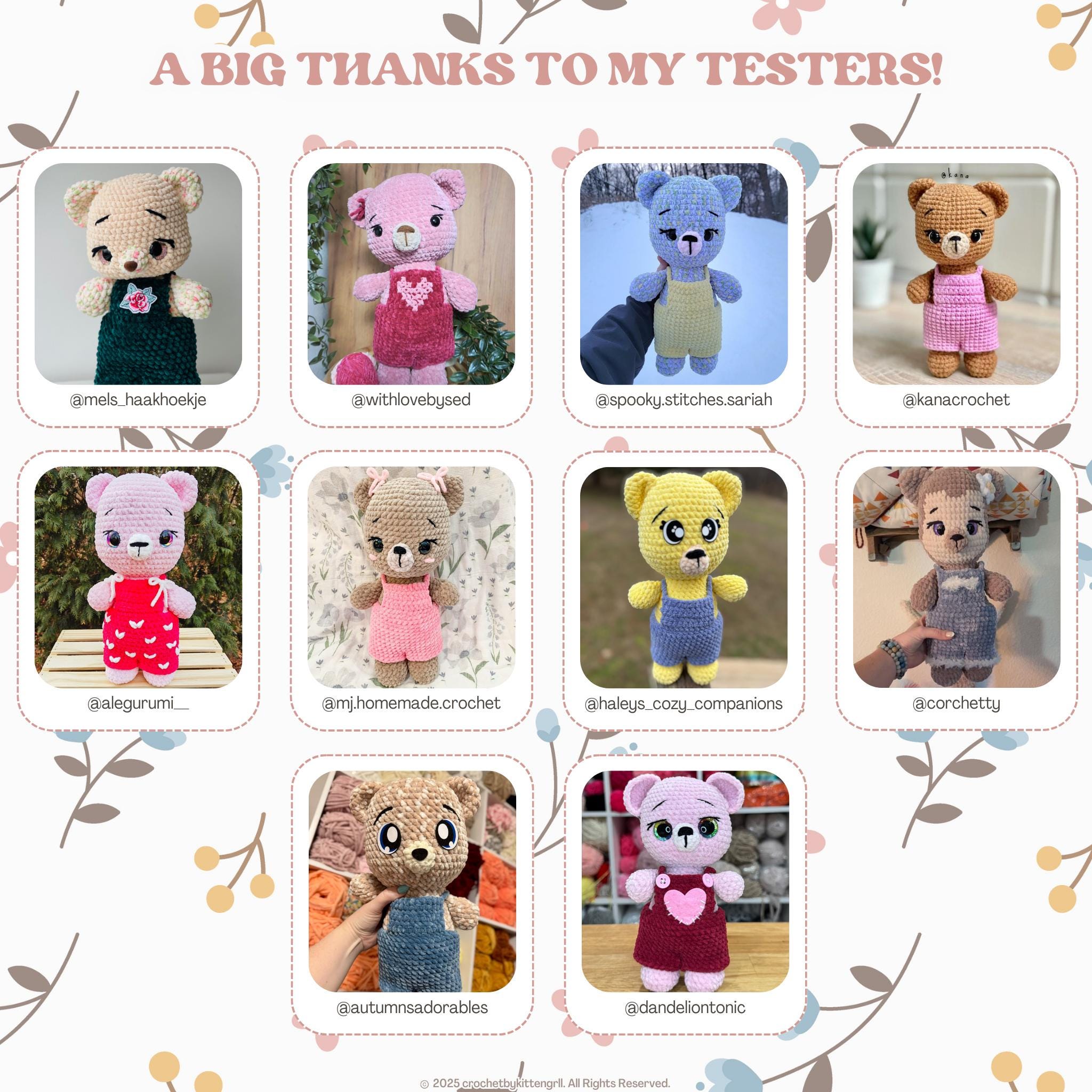 フローラ・テディベアの編み図｜あみぐるみ動物（デジタルPDF） - Etsy