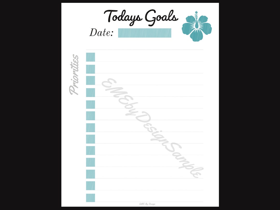 Daily Goals Printable - Etsy