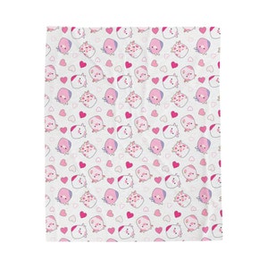 Squishmallow Pink Cow Valentine's Day Hearts Velveteen Plush Thrown Blanket, for Couch or Bed, Anniversary Gift