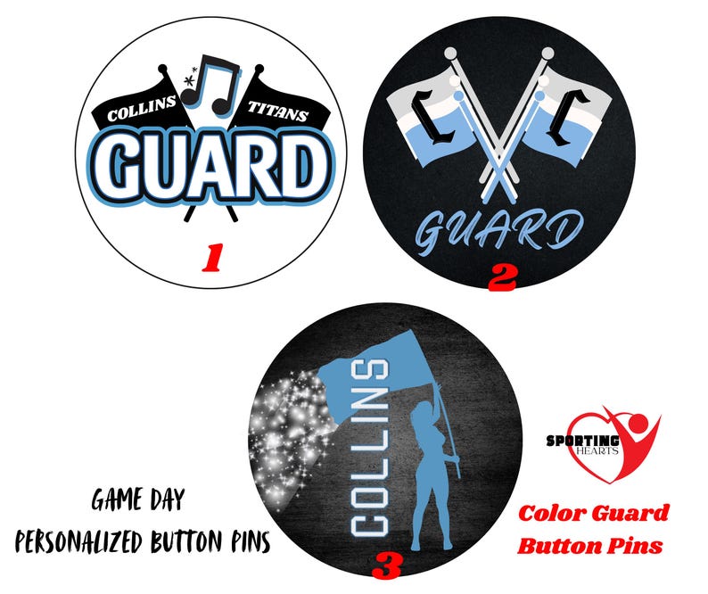 Personalized Game Day Button Pins- Color Guard and Band - Etsy