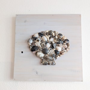 Black to white Seashell wall decor, shell coastal beach decor, Beach house, wall hanging, wall art, wedding gift, anniversary gift, neutral