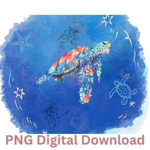 Sea Turtle Artwork png digital download,  turtle clipart png, Sea turtle lover digital download, Printable sea turtle, Sublimation, Instant