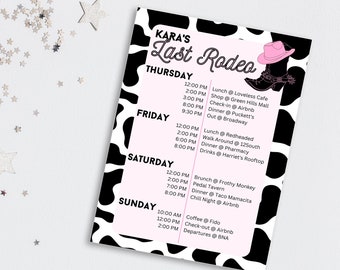 Last Rodeo Bachelorette Itinerary Template, Nashville Bachelorette Weekend Itinerary, Western Theme, Nashbash, Editable, Instant Download
