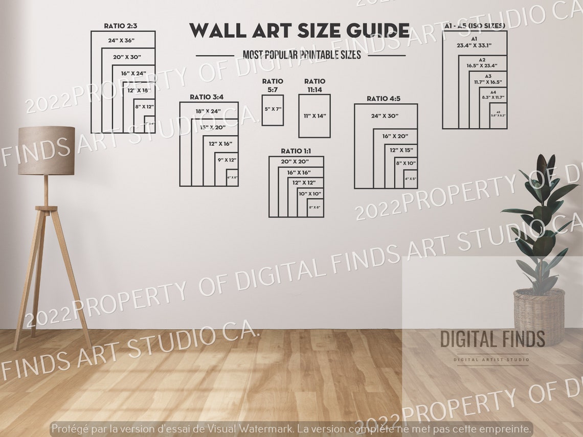 Digital Art Size Guide Frame Size Guide Print Size Guide Etsy Canada