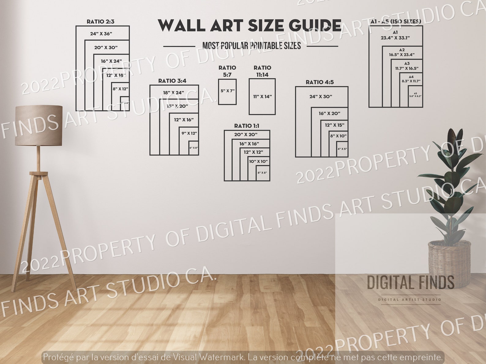 Digital Art Size Guide Frame Size Guide Print Size Guide Etsy Canada