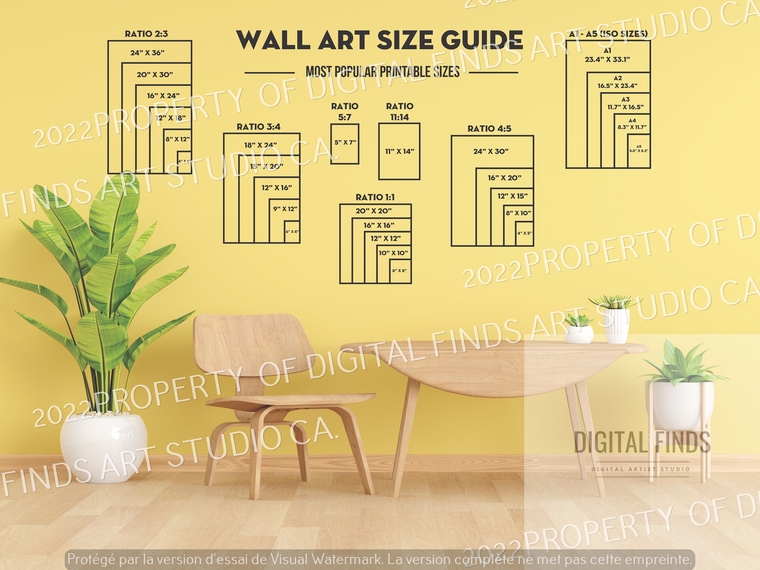 Digital Art Print Guideframe Size Guide Print Size Guide Etsy