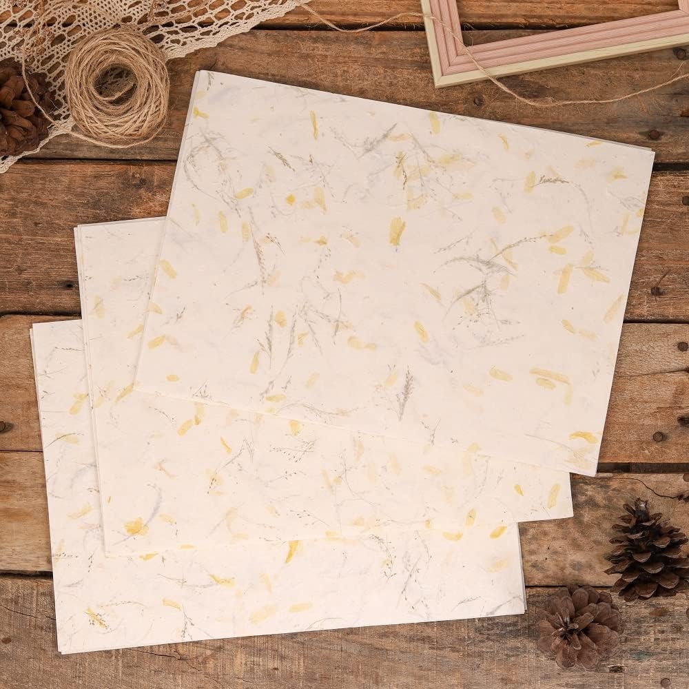20x A5 Mulberry Paper Sheets Handmade Natural Cream Invitation