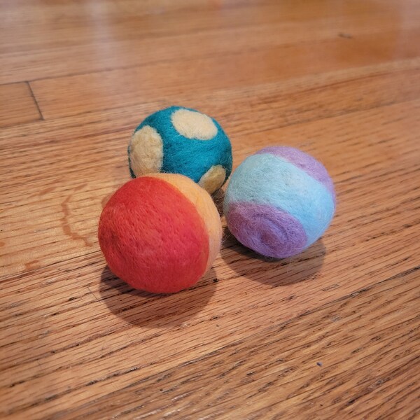 Cat Toy - Handmade Wool Felted Ball with Catnip/Silvervine Mix - 3-Pack