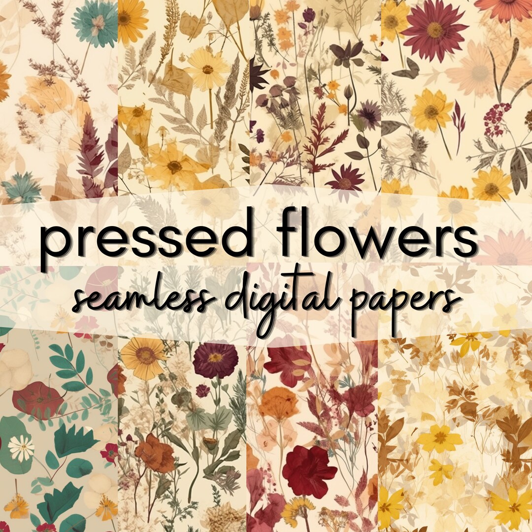 Pressed Flower Paper 8 Digital Pressed Flower Papers Boho Etsy