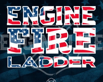 Feuerwehrmann USA Flagge Grafik: Buntstifte Design (Digitaler Download)