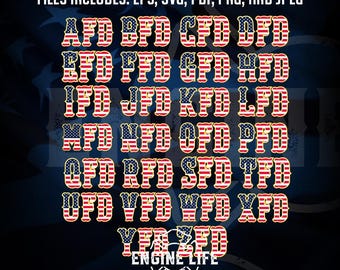 US Flagge Feuerwehrmann Buchstaben: Flaggen - USA - Poster