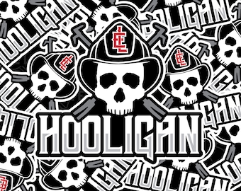 Hooligan Firefighter Skull Vinyl Sticker