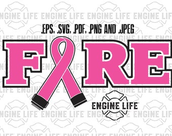 Feuerwehrmann Brustkrebs Erinnerungsschleife Grafik (Digitaler Download)