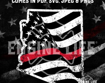 dünne rote Linie USA West | Digitale Downloads | Feuerwehrmann Grunge Staaten