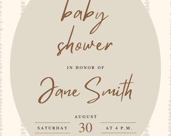 Neutral Baby Shower Invite, Printable