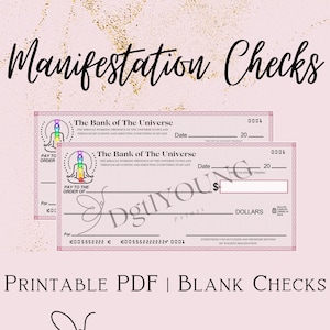 Cheque de Manifestación / Cheques del Tablero de Visión / Imprimibles del Tablero de Visión / Ley de Abundancia / Manifestación del Dinero / El Banco del Universo
