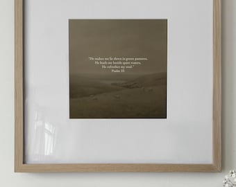 Psalm 23 Framed Fine Art Print | The Lord Is My Shepherd Wall Decor