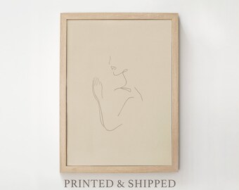 Praying Woman Framed Line Art | Ruth 1:16 Biblical Feminine Decor