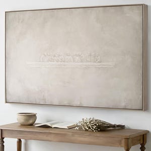 The Last Supper Framed Canvas, Modern Christian Wall Art, Beige Neutral Dining Room Decor