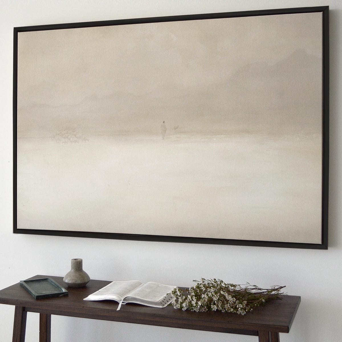 Premium Canvas Jesus Leaves the 99, Framed, Beige, White, Neutral, Framed, Lost Sheep, Shepherd, Horizontal Sketch Bible Christian Faith Art - Etsy