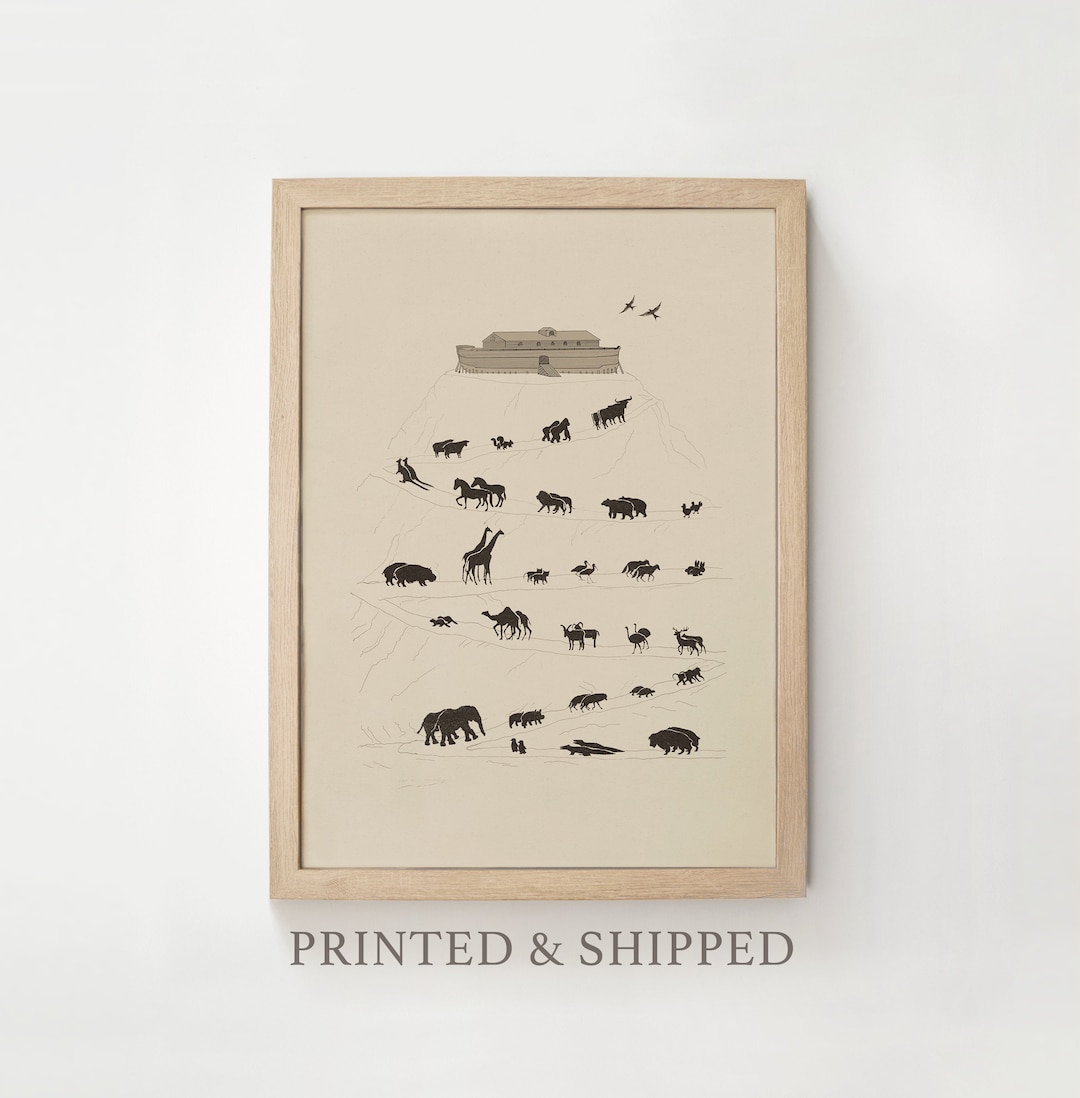Noah's Ark, Printed Poster, Two of Every Animal, Sketches, Jesus Art ...