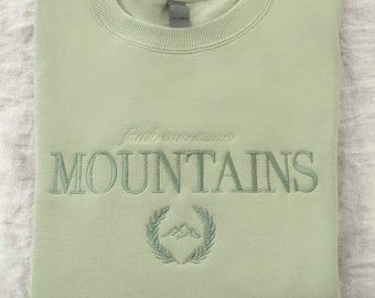 Faith Can Move Mountains (Sage Green) Embroidered Sweatshirt, Faith Small as a Mustard Seed, Nature Bible, Jesus Crewneck, Pray Sweater Gift