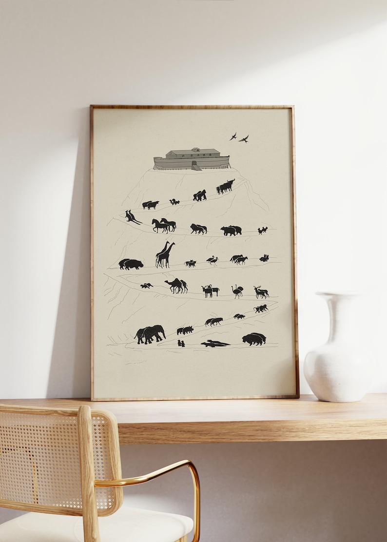 Noah's Ark, Digital Download, Two of Every Animal, Sketches, Jesus, Bible Printable Wall Art, Christian Faith, Baby Nursery, Child Bedroom image 4