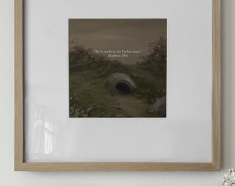 He Has Risen Framed Fine Art Print | Matthew 28:6 Empty Tomb Wall Art