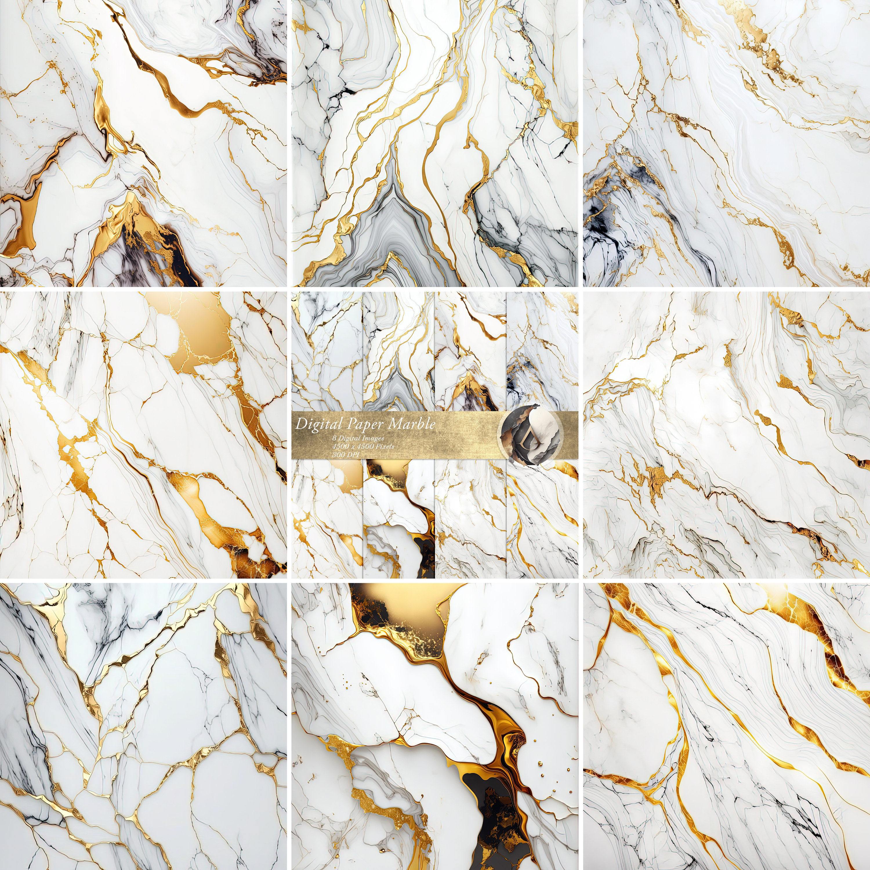Gold Marble Digital Paper Printable Fine Art Paper for Notebook Cover ...
