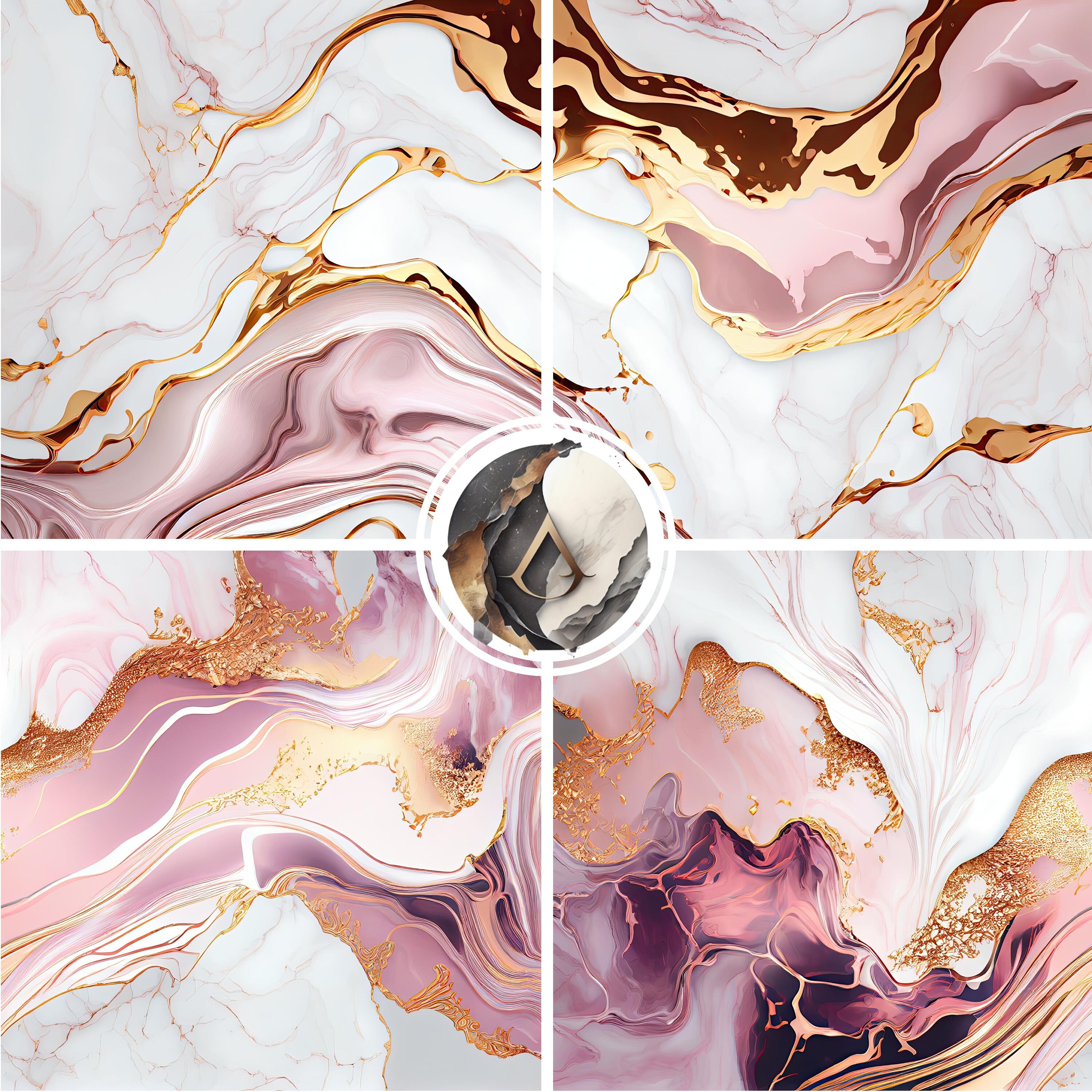 Rose Gold Marble Digital Paper Printable Paper for DIY Scrapbook, Wedding Invitations, Tumbler ...