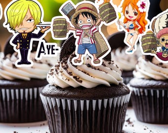 Digital Anime Cupcake Toppers | 12 PNG | PDF