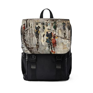 Mochila de Ombro Casual Artística - Um passeio na Chuva
