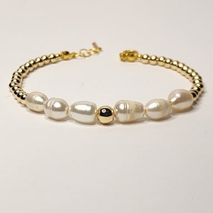 Pearl Beads Bracelet • Natural Pearl Bracelet • Gold Beads • Dainty Bracelet •  Vintage Bracelet • 18k •  Minimalist Bracelet •  Gift •